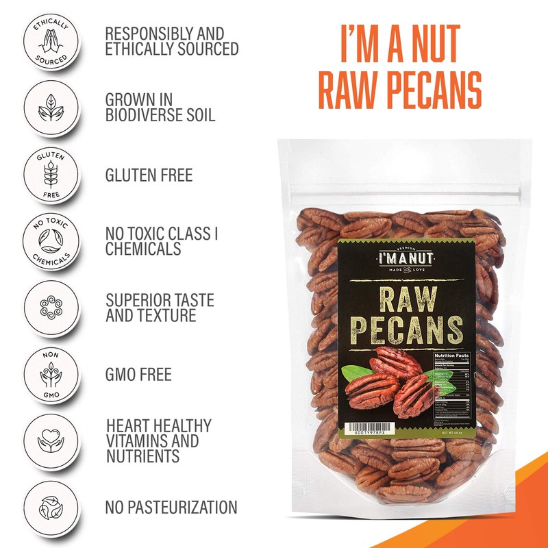 Raw Pecans Halves, 44oz (2.75 Pounds) Compares to Organic, NO
