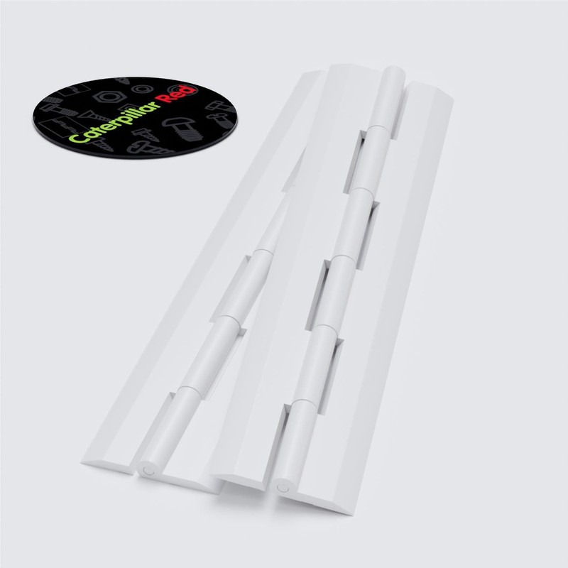 Caterpillar Red 3 x Acrylic Hinge 200mm WHITE, Continous Acrylic