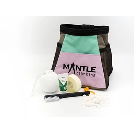MANTLE climbing equipment Bina Boulderbag Set Mint / Purple with Chalk Ball, Tape, Hand Cream & Boulderbrush