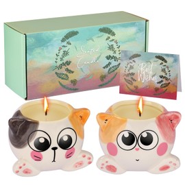 Geschenke für Mütter Geburtstag, Frauen Geburtstagsgeschenk, Schwester Geburtstagsgeschenke, 2-Pack niedliche Kerzen (Cat)