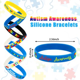 JUNEBRUSHS JUNEBRUSHS 42pcs Autism Awareness Silicone Bracelets Colorful Puzzle Pieces Inspirational Rubber Wristbands Accessories for Kids Adults Autism Awareness Party Decorations Gift Supplies (7 Designs)