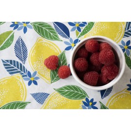 Covers For The Home Deluxe Stitched Edged Flannel Backed Vinyl Drop Tablecloth - Contemporary Lemon Pattern - 54" x 72" - Oval