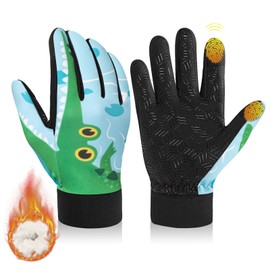 RIGWARL Kids Winter Gloves for Boys Girls, Water-Resistant Warm Gloves for Kids Teens Aged 3-15, Touchscreen Thermal Grip Glove for Cold Weather Soccer Football Cycling Running School Basketball