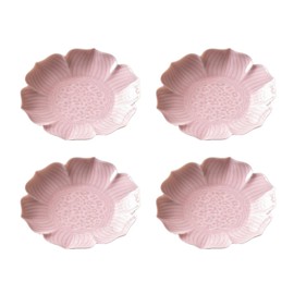Gaolinci Zen Ceramic Lotus Shaped Appetizer and Dessert Plates (Set of 4)