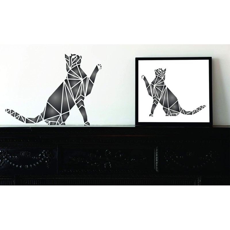 Cat Stencil - 23 x 16.5 cm - Reusable Geometric