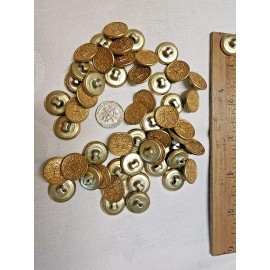 50 - 5/8" VTG Metal Shank Buttons Gold Color with Design (913)
