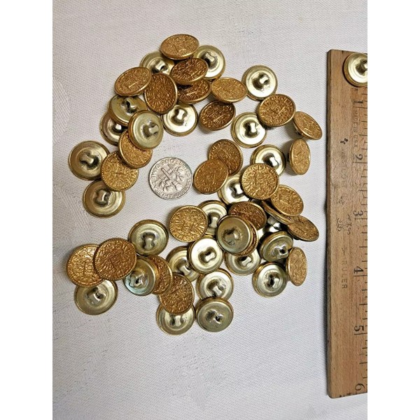 50 - 5/8" VTG Metal Shank Buttons Gold Color with