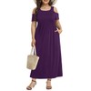 Plus Size Purple Maxi Dress Cold Shoulder Simple Summer Long