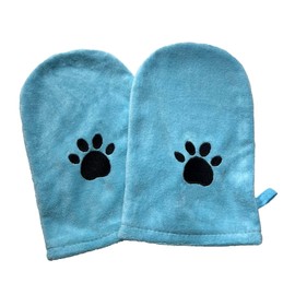 Penny & Niko Microfiber Pet Towel Mitts - Paw Cleaning and Drying Mitts/Gloves for Dogs and Cats (Sky Blue, Standard - 2 Pack)