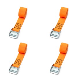 MroMax 1.5'' Width x 6.56ft Length Lashing Straps Polypropylene Cam Buckle Lashing Straps 300Kg Load Cargo Tie Down Truck Strap 38mm x 2M for Moving Cargo Orange Tone 4Pcs