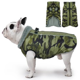 IKIPUKO Dog Coat - Warm Zip Up Snowsuit for Large Dogs, Reflective, Water-Resistant, Camouflage