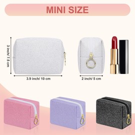 Desing Wish Shining Mini Makeup Bag for Purse Portable Lipstick Pouch Soft PU Leather Small Cosmetic Bag for Travel Cute Lipstick Bag for Chapsticks/Makeup/Keys/Earphones (Glitter Black)