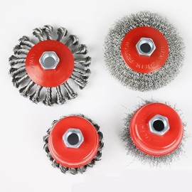 4 Pack Wire Wheel Brush for Angle Grinder,4 Inch Angle Grinder Wire Wheel Set,for 4 1/2 Angle Grinder,5/8”-11 Thread Arbor,Twist Knotted Coarse Crimped Wire Brush Set