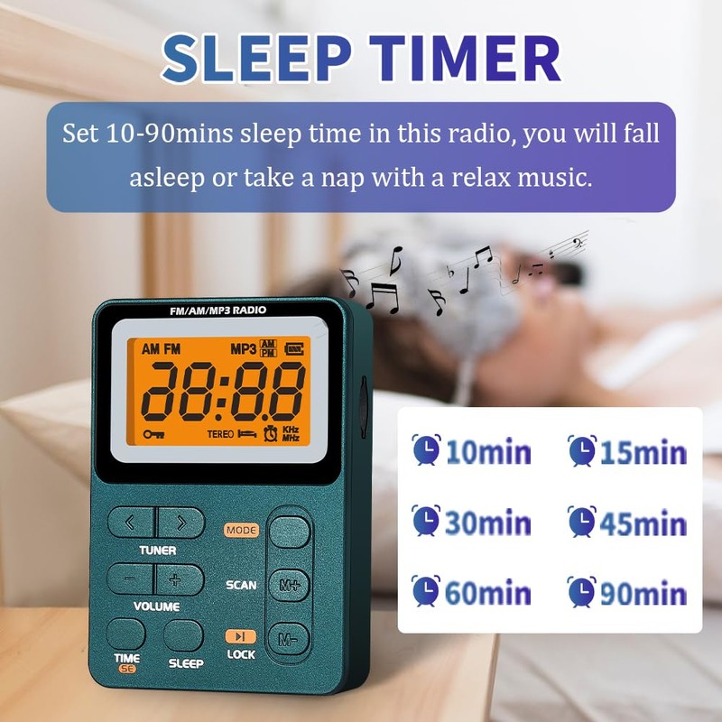 Paeiope Portable Radio AM FM, Rechargeable Pocket Speaker with Best