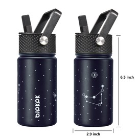 BJPKPK Water Bottle with Straw Lid, 15 oz Insulated Water Bottle, Stainless Steel Metal Water Bottles, Reusable Leak Proof BPA Free Thermos, Flask, Cups,Constellation-Capricornus