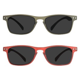 proSPORT Reading Sunglass Reader NO Line +2.00 Men Women Flexible Light-Weight NOT BIFOCAL Grey and Red Frame
