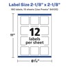 Avery Matte White Removable Square Labels, Sure Feed Technology, Print-to-The-Edge,