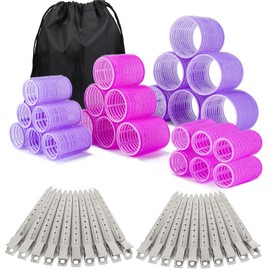 50PCS Hair Rollers Set,Velcro Rollers for hair - eco-friendly Nylon Material,4-sizes for Various Curls - Perfect for Styling and Volume,60 45 36 25mm/24pc velcro rollers & 24pc Curl Clips