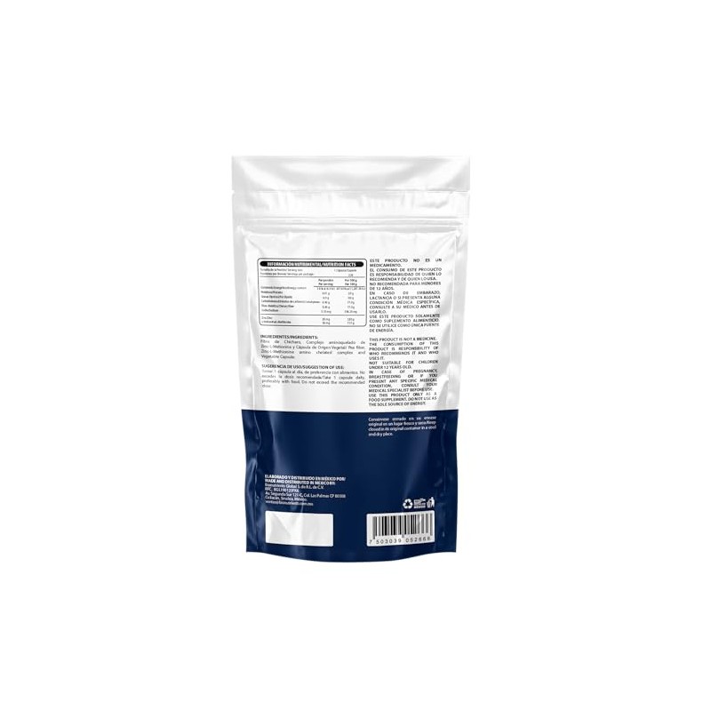 Wellthy Zinc 20mg 220 Cápsulas Hecho Optizinc Fórmula Alta Absorción