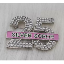 AKA, Alpha Kappa Alpha, 25 Silver Brooch/Pin with Keepsake Pouch