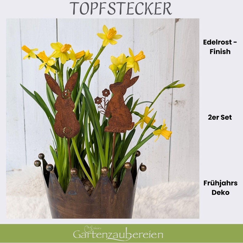 Gartenstecker Hasen - Edelrost Deko für Ostern - 2er Set