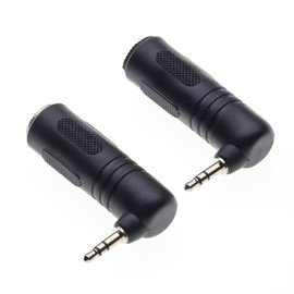 Right Angled 6.35 to 3.5 Audio Adapter, 90 Degree 6.35mm 1/4" Inch Stereo Socket Female to 3.5mm 1/8" Inch Stereo Plug Male, Jack Adaptor, Pack of 2