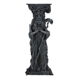 Ebros Gift Wicca Sacred Moon Triple Goddess Maiden Expectant Mother and Crone at Worship Pillar Decorative Votive Candle Holder Figurine Pagan Worship Feminism Cosmic Wiccan Home Decorative Accent