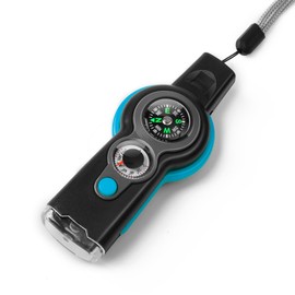 binboll Emergency Survival Function Whistle, Outdoor Multifunctional Tool Safety Whistle with Lanyard, Ideal for Kayaking, Boating, Hiking, Camping, Climbing, Hunting, Fishing (Bule&Black)