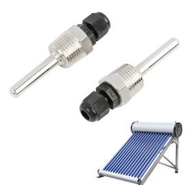 Pack of 2 Immersion Sleeve 1/2 Inch, 50 mm Stainless Steel Diving Sleeve G 1/2 Inch Thread, Immersion Protection Tube for Temperature Sensor, 8 x 50 mm Immersion Sleeves for Thermocouples, Protective