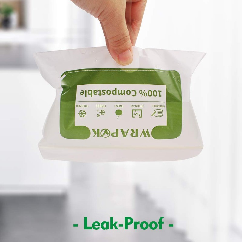 WRAPOK 100% Compostable Snack Bags Small Biodegradable Freezer Sandwich Storage