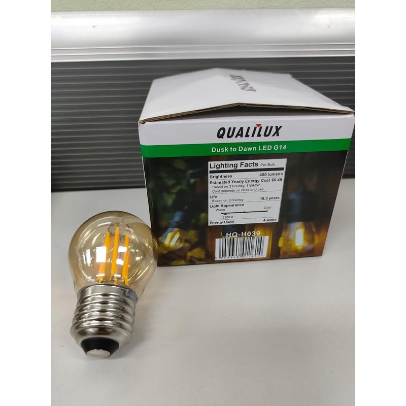 G14 Small Dusk to Dawn Edison Light Bulbs Outdoor, Vintage