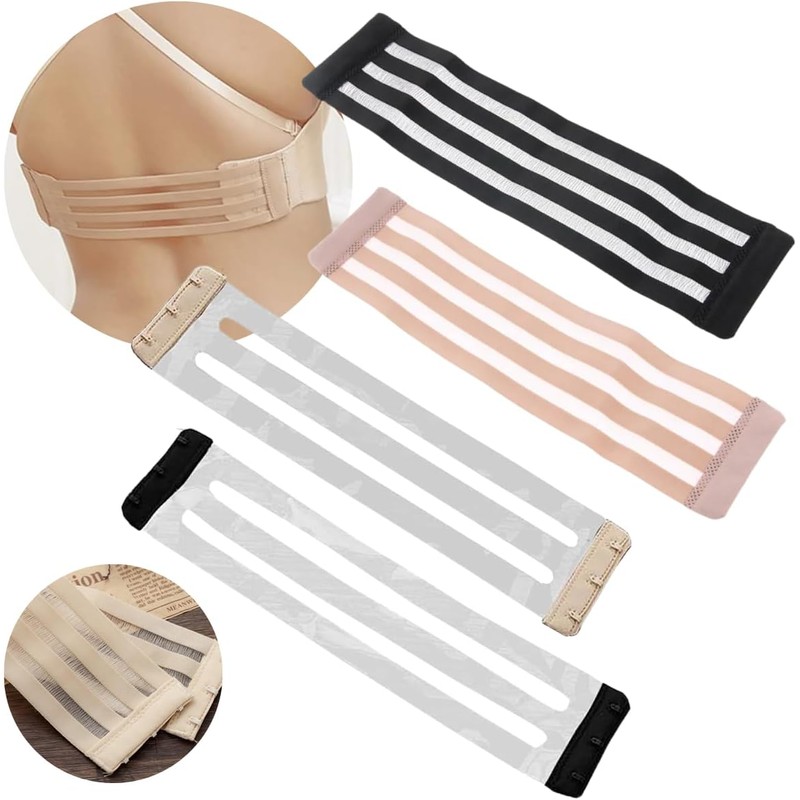 4 Piezas Extensores de Brasier Strapless Sostén Extensor con 3