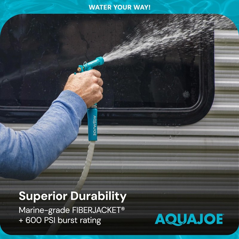 Aqua Joe RV Water Hose with Flexible Marine-Grade Fiber Jacket,