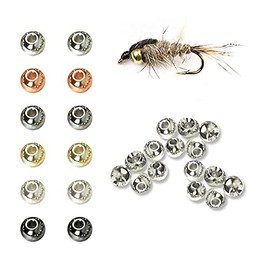 Aventik 50pc Brass Beads Tapered Hole Fly Tying Materials Lure Jig 10 Colors / 5 Sizes Fly Fishing (Nickle, 2.8 mm (7/64"))