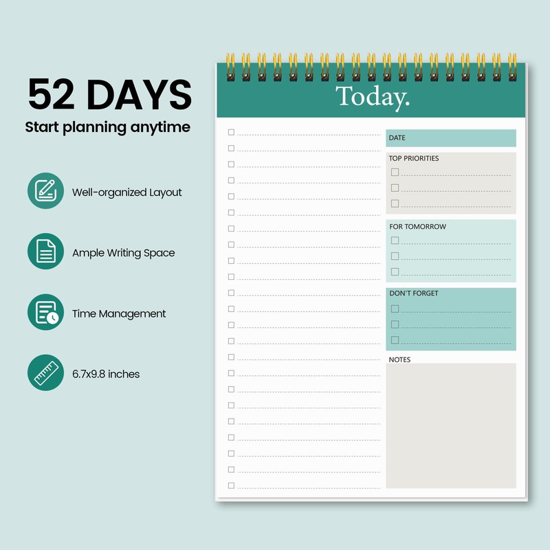 KMQOY To Do List Notepad - Daily Planner Pad Undated