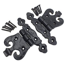 Heavy Duty Black Antique Style Door Hinges Fancy Vintage Door Hinges for Internal External Doors Hinges for Cupboards Cabinets Wardrobe Pair of 2 (2 Pieces).