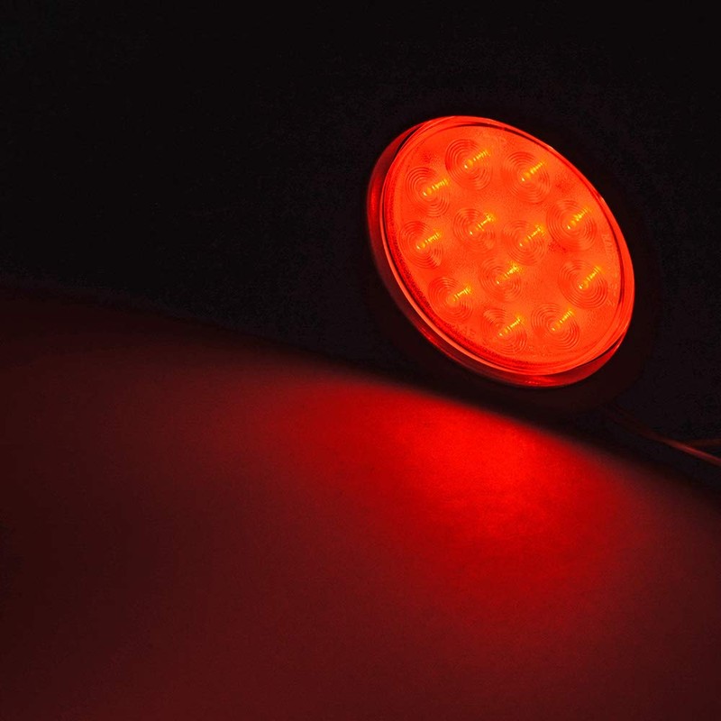 Anzios 2pcs Clear Lens Red Light 4" Round 12-LED Truck