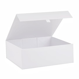 PLINJOY White Gift Box Large 13.5x11.8x4.7 Inches, White Gift Boxes for Presents with Magnetic Closure Lid, Luxury Gift Box Rectangle Collapsible Boxes for Gift Packaging