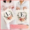 Floral Initial Tote Bag - 15'x16' Canvas Bags for Women