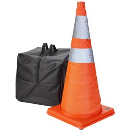 Mutual Industries 17714-5-28 Collapsible Cones, 28" Height, 12" Length, 12" Width, Plastic, Orange and Reflective Silver (Pack of 5)