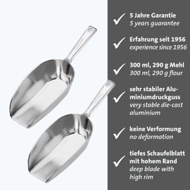 Westmark Baking / Weighing / Filling Scoops, Pack of 2, Capacity: 300 ml Each (approx. 290 g Flour), Aluminium, Hygia, Silver, 915122E3