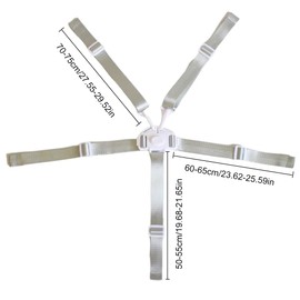 JSKWIKE 1 x 5-point safety belt, high chair, multifunctional child safety belt, high chair strap for buggy, child seat, pram and high chair, grey