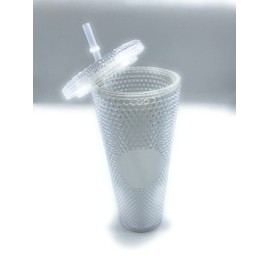 FUNCENTRIC Studded Tumbler|Blank Studded Crafting Tumbler|Matte Studded Cup|24oz Tumbler with Lid and Straw|Travel Water Cup| Reusable I Cute Cup with Lid and Straw (Glow in the Dark)