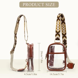 AdiStylinno Clear Sling Bag, PVC Crossbody Bag, Waterproof Shoulder Bags for Stadium Concert with Zipper and Adjustable Strap (Brown)