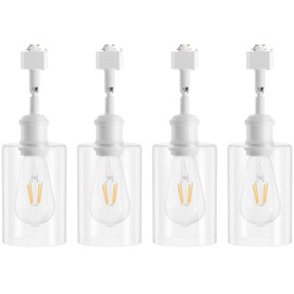 Hiiglxii H Type Track Lighting Heads E26 Track Light Heads Modern Pendant Track Lighting Fixtures Ceiling with Glass Lamp Shade for Kitchen, H Track Lighting Rail System Compatible, 4 Pack (No Bulbs)