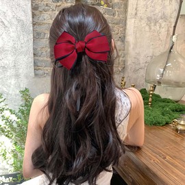 Red Hair Bows for Women Bow Hair Clips Silky Satin Bow Clips Cute Hair Bow Clips French Hair Band Bow Prom Bows Hair Wedding Barrette Party Bowknot Hair Accessories