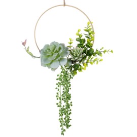 GANAZONO Small Artificial Garland Artificial Wreath Decor for Front Door Artificial Plant Wreath Front Door Wreath Succulent Plants Spring Door Green Plants Wall Hanging