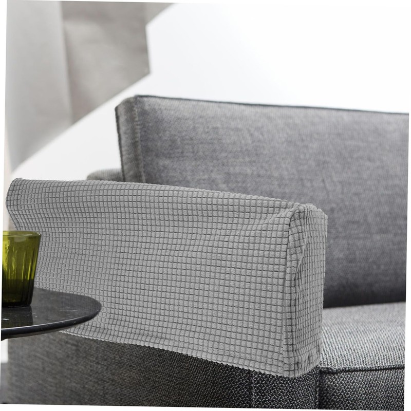 MAGICLULU 2Pcs Elastic Sofa Armrest Covers Light Grey Protective Towels