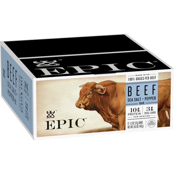 EPIC Beef Sea Salt and Pepper Protein Bar, 12 ct