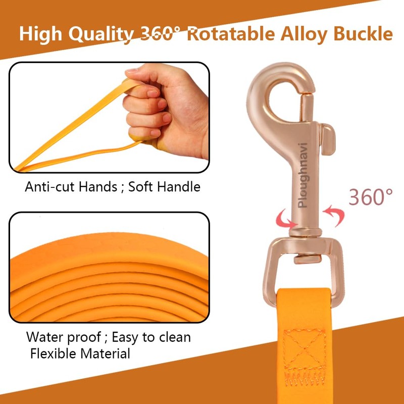 Robust and weatherproof training lead for dogs practical and (orange,